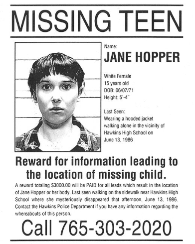 Missing Teen Stranger Things 5 Jane Hopper